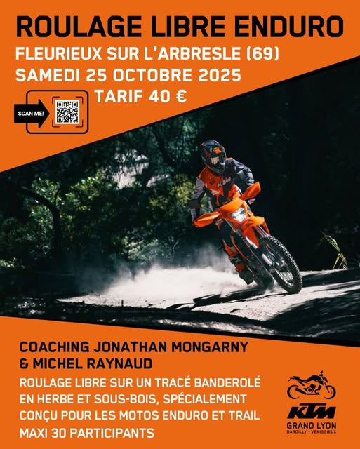 Journée de roulage libre pour les motos KTM Enduro et Trail à Fleurieux-sur-l’Arbresle